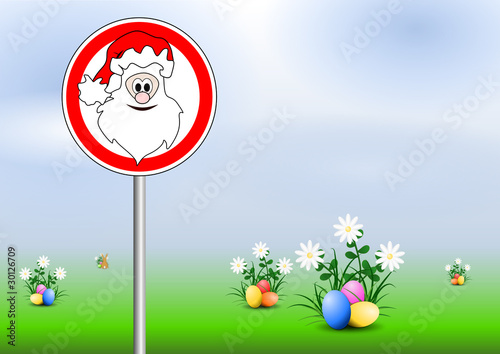 Osterwiese mit Schild