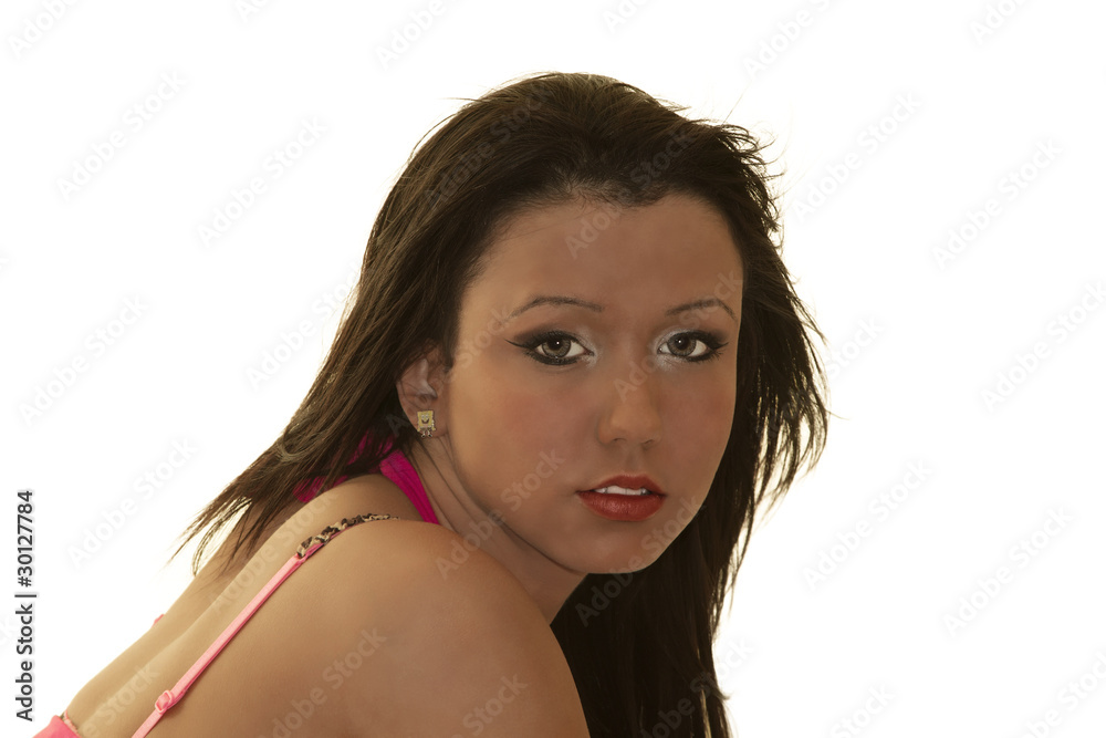 pretty girl in front of white background pretty girl in front of white background