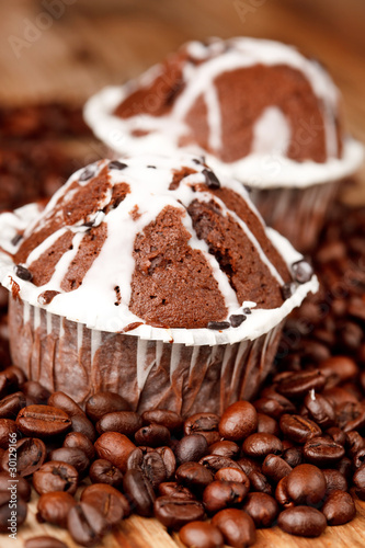 chocolate muffins with coffee