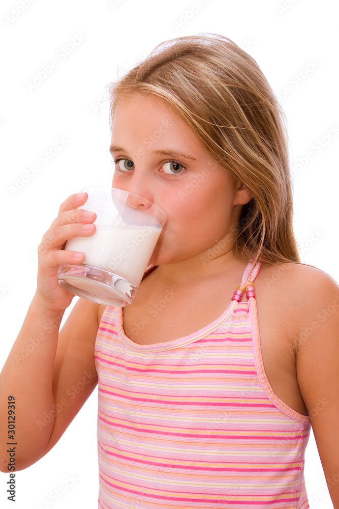 Milch trinkendes Mädchen Milch trinkendes Mädchen