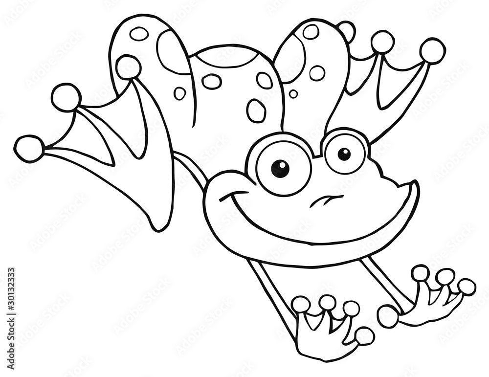 Obraz premium Outlined Frog Hopping Frog