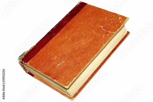 Old red cover book isolated over white