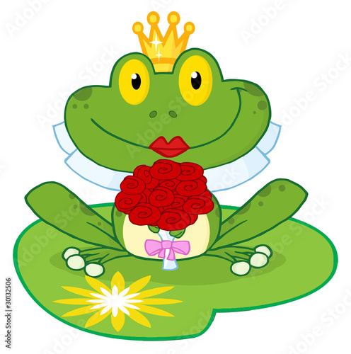Bride Frog Cartoon Character On A Leaf