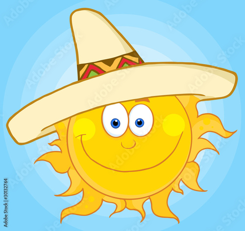 Happy Sun With Sombrero Hat