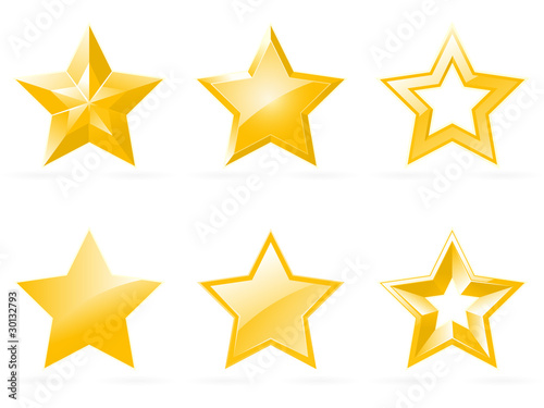 Set of shiny star icons in different style