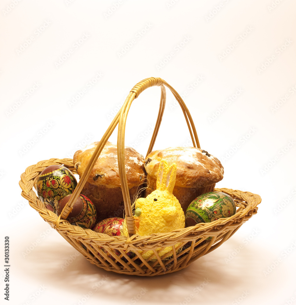 Easter wicker over white background, Happy Easter
