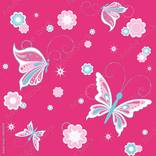 girlish background with butterfly decoration
