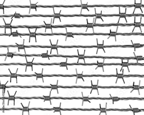 Lines of barbed wire