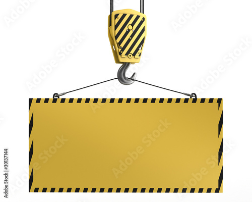 Yellow crane hook lifting blank yellow for design purposes