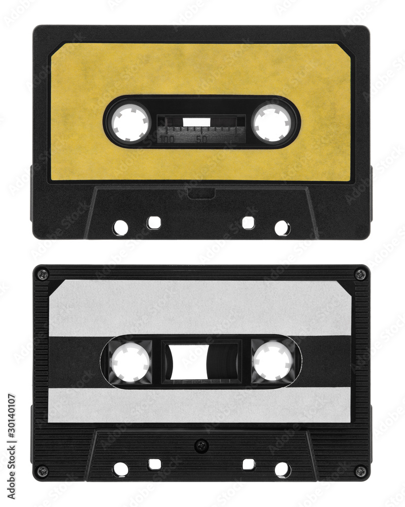 Old cassette tape isolated on white