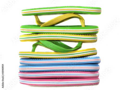 Side view of flip flops mix color collection