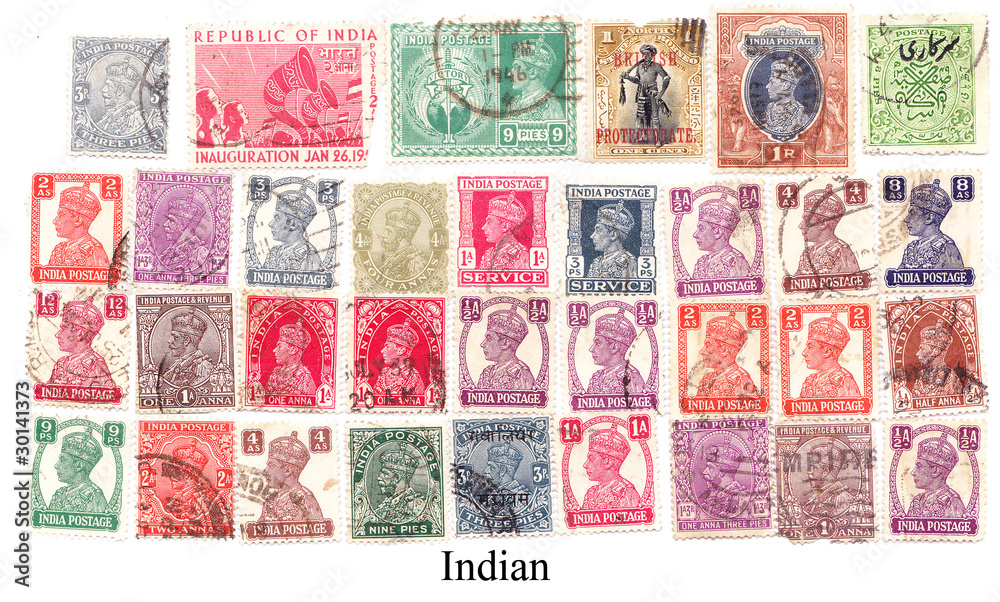 Indian various vintage, collection  of postage stamps.