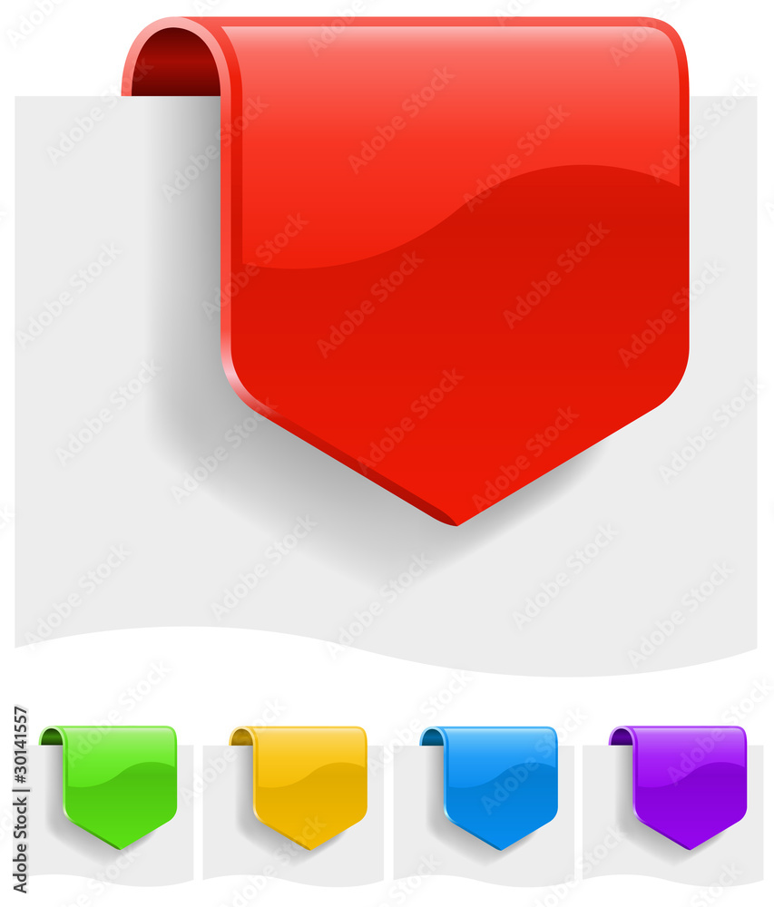 Blank discount labels in different color variants.