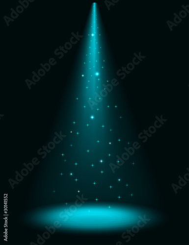 Abstract stage sparkling spotlight vector background.
