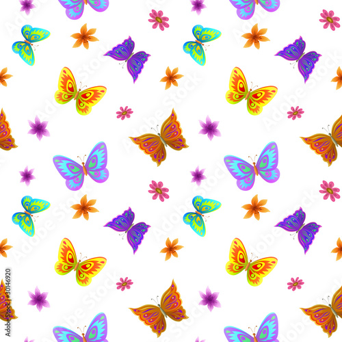 Background, butterflies and flowers