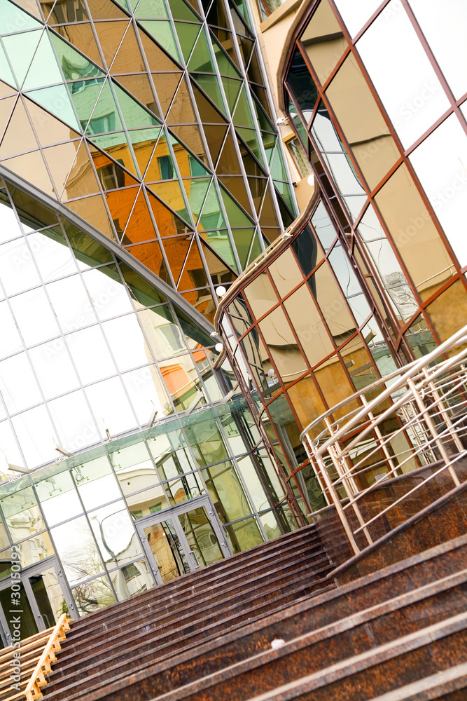 Obraz premium architectural metal and glass as urban background