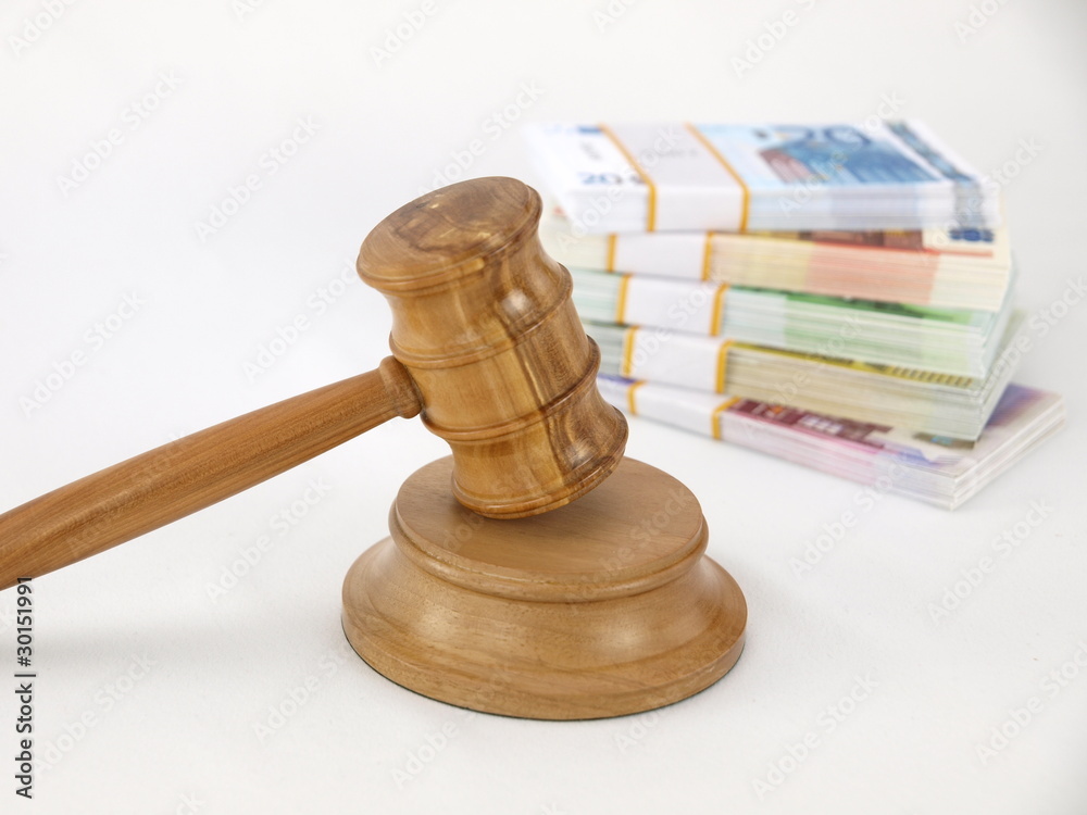 Auction gavel and euro