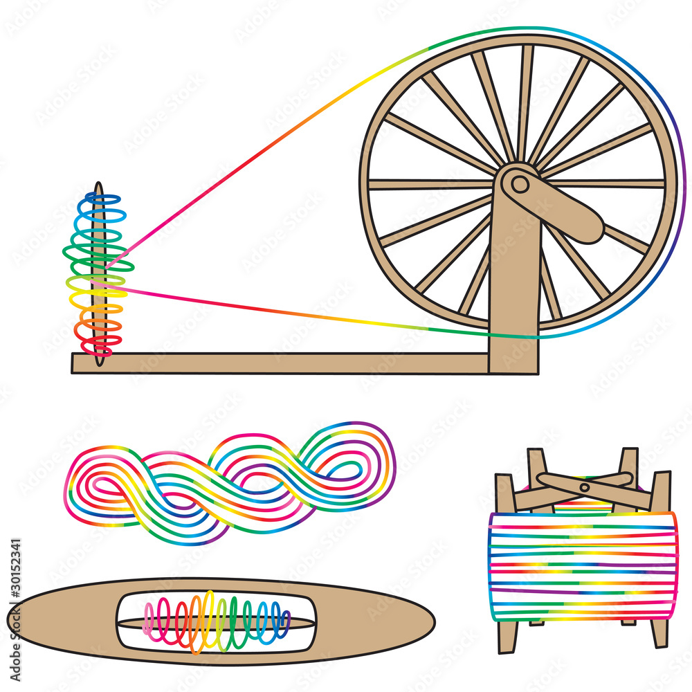 新作揃え 糸車 置物