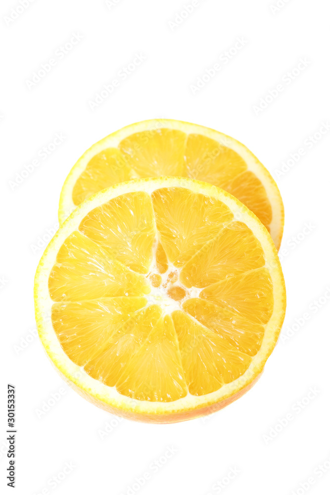 Two Orange Halves on White