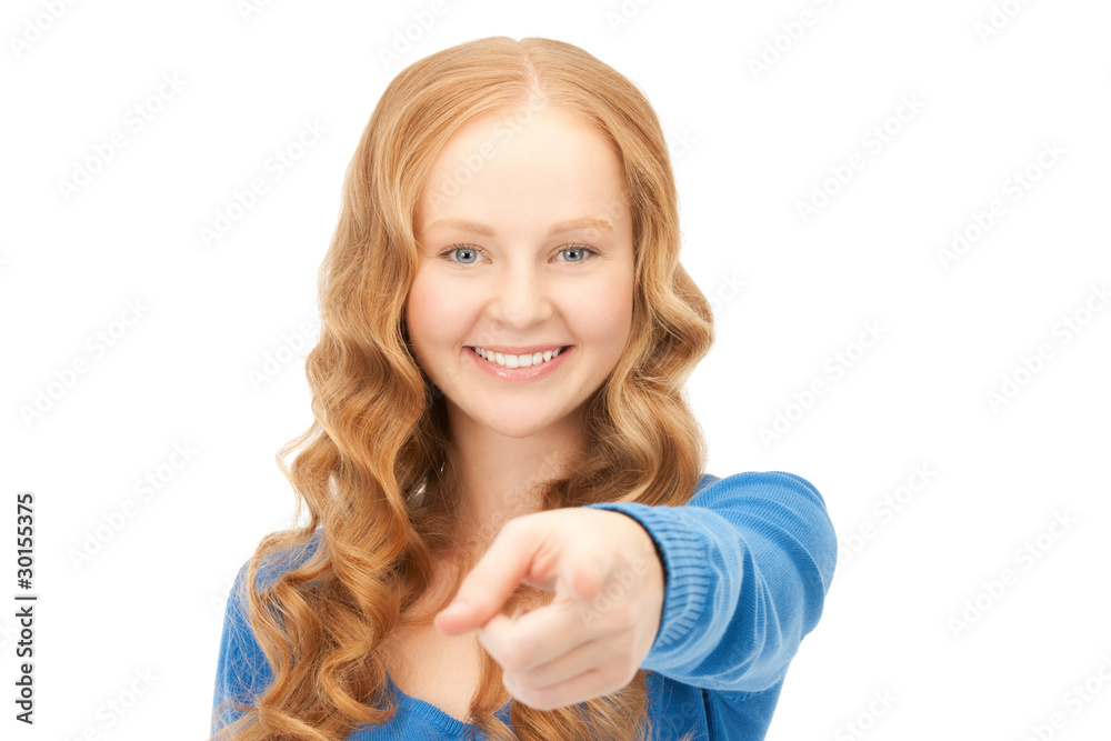 businesswoman pointing her finger