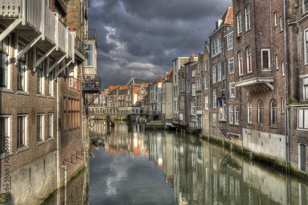 Canal in Dordrecht, Holland Canal in Dordrecht, Holland