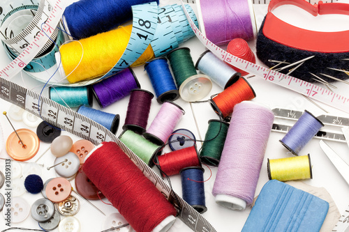 Colorful Threads, Needle, Measuring Tape, Buttons