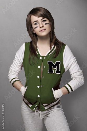 Young teenager girl rugby fan