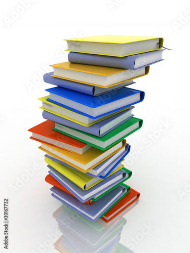 Pile of books isolated on white background