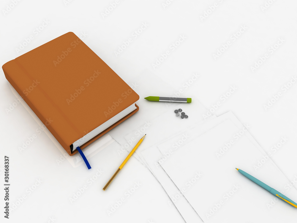Notebook with written subject matters and a paper Notebook with written subject matters and a paper
