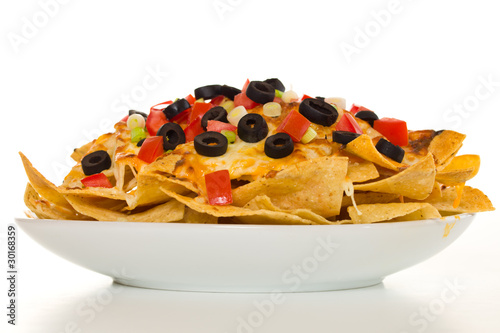 Horizontal cheese nachos