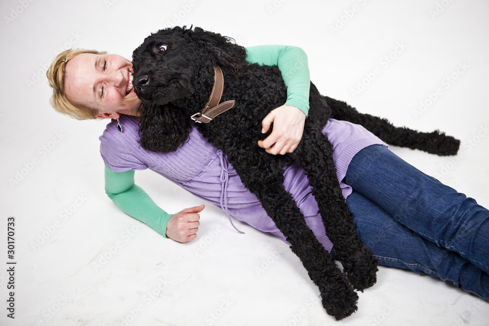 frau mit hund,pudel frau mit hund,pudel