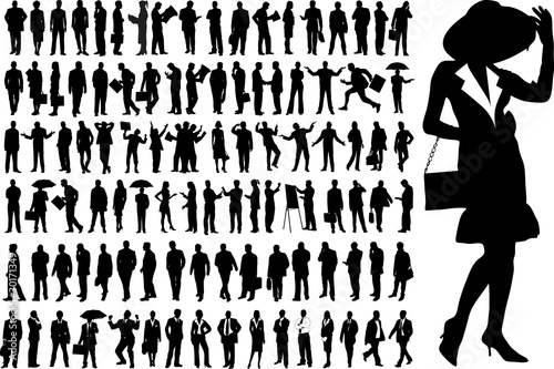 Vector Silhouettes Of Business People