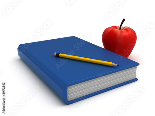 Book Pencil and Apple