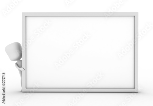 Man Hiding Behind a White Board