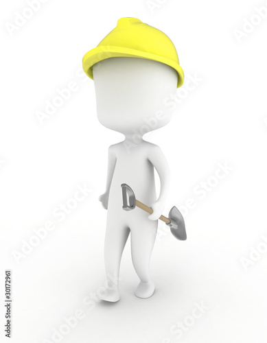 Man Carrying a Shovel