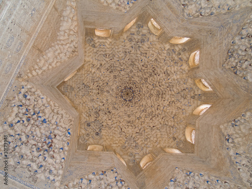 stucco seiling of Alhambra, Granada, Spain photo