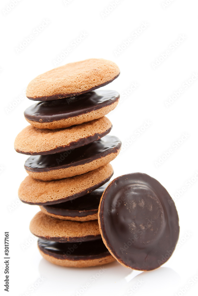 Cookies covered with chocolate and filled with jam. Cookies covered with chocolate and filled with jam.