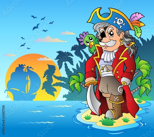 Noble corsair standing on island