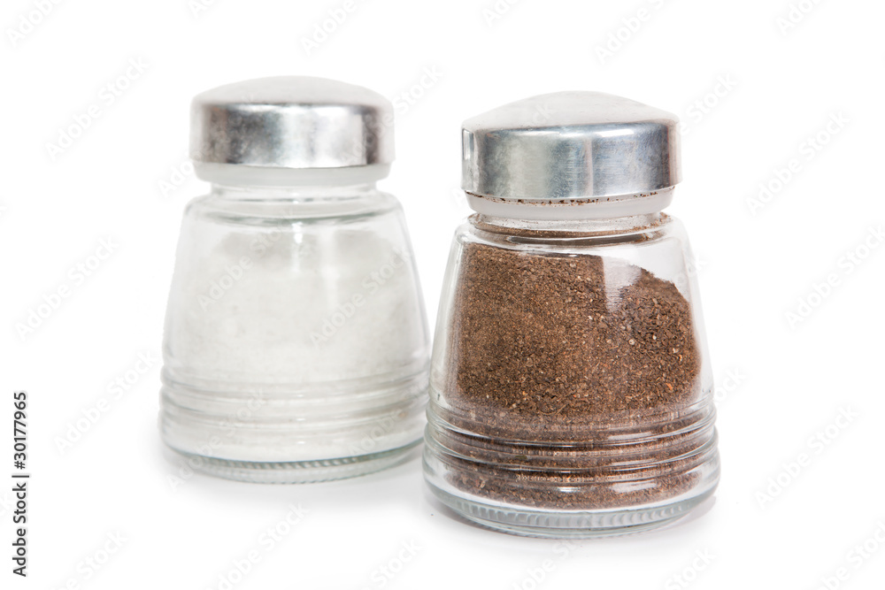 Salt and pepper shaker on a white background Salt and pepper shaker on a white background