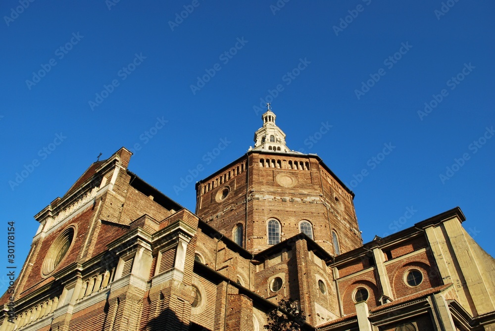 Pavia cathedral on blue sky, Lombardy, Italy