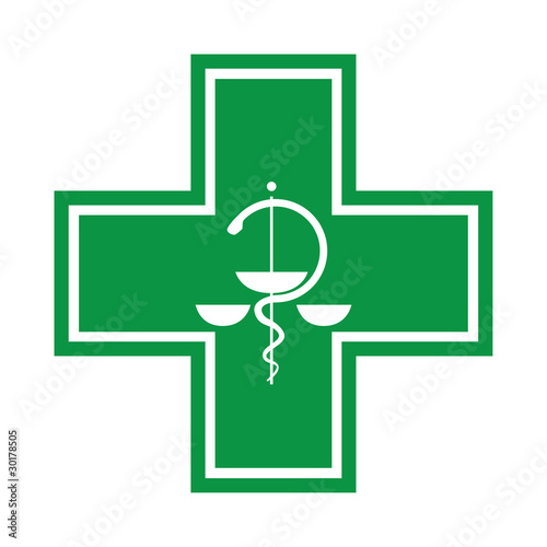 Medical cross - symbol with snake - illustration