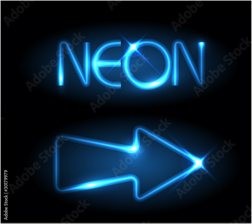 Blue neon arrow