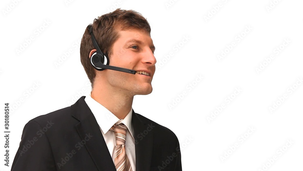 Young businessman with an headset Young businessman with an headset