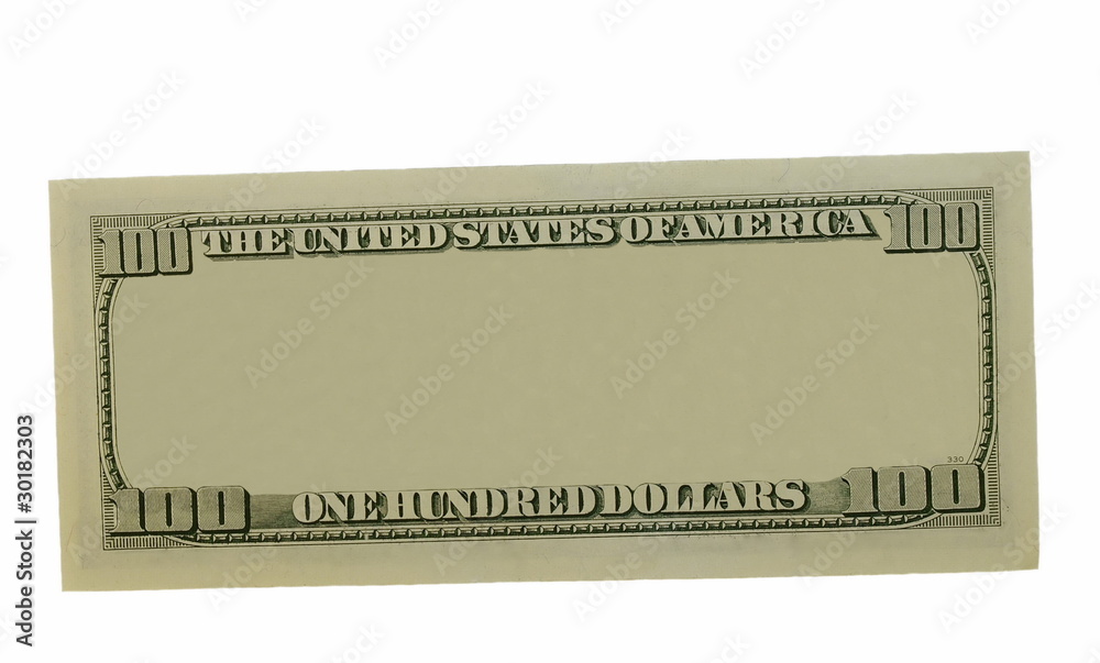 blank hundred dollars bank note isolated on white background blank hundred dollars bank note isolated on white background
