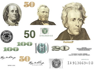 Photo dollar bill elements isolated on white background
