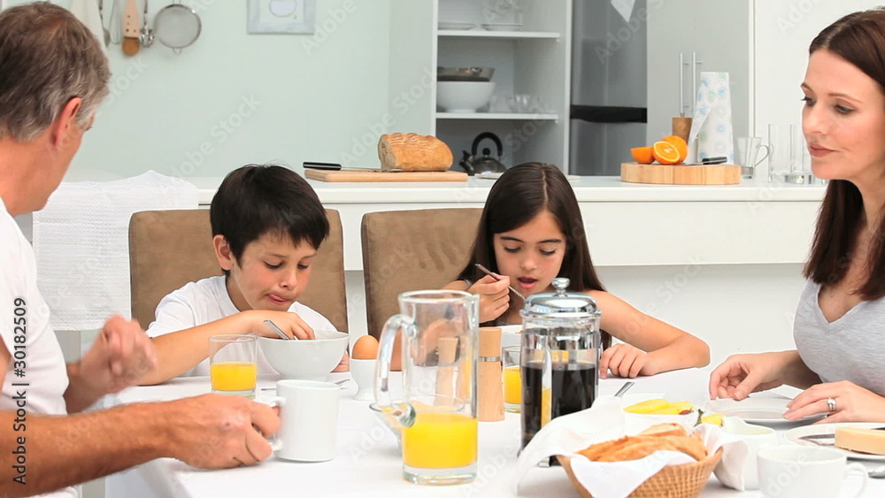 Family having a breakfast
