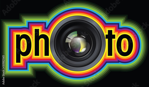 Professional photo lens. Editable vector illustration