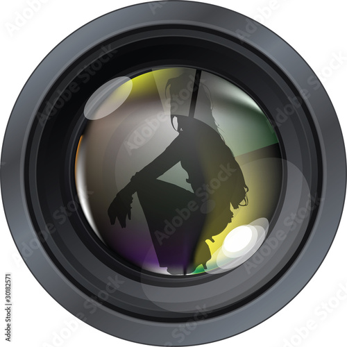 Professional photo lens. Editable vector illustration