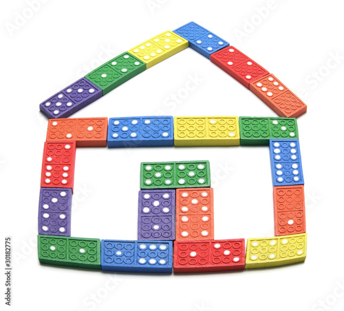 Dominoes Arranged in House Shape