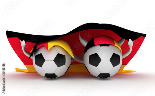 Two soccer balls hold Germany flag